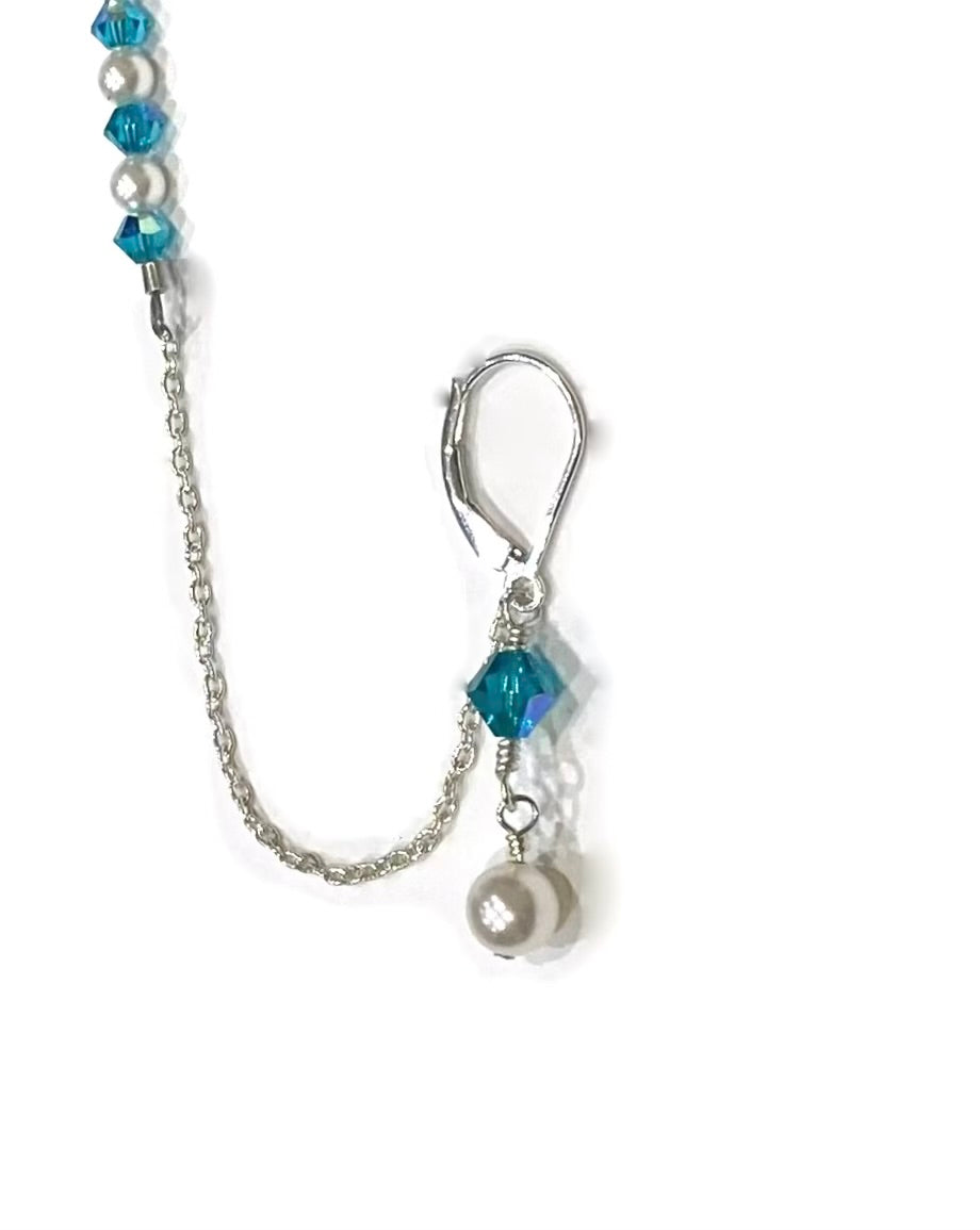 Hearing in Style Sterling Silver BAHA & CI Retention Chain & Earring - Teal Storm