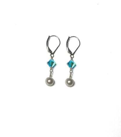 Hearing in Style Sterling Silver BAHA & CI Retention Chain & Earring - Teal Storm