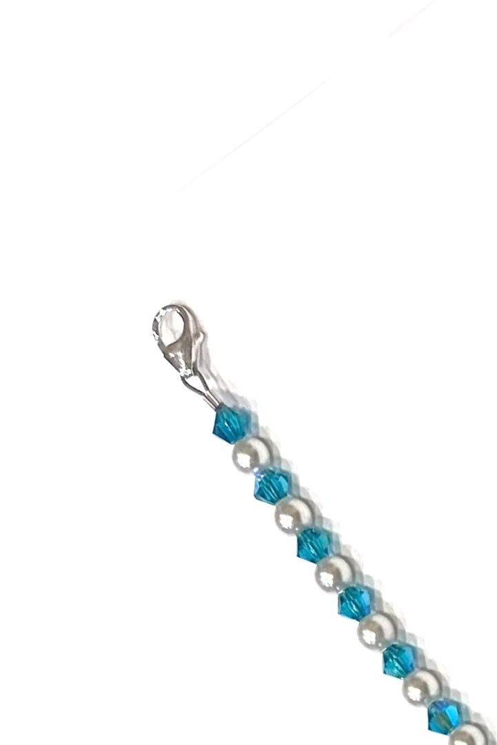 Hearing in Style Sterling Silver BAHA & CI Retention Chain & Earring - Teal Storm